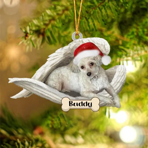 Vista 93 de Afghan Hounds - Adorno de Navidad con alas de ángel durmiente, recuerdo personalizado para perros 2024, adorno de forma acrílica, regalos