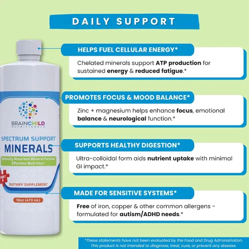 Vista 3 de BrainChild Nutritionals Spectrum Support Minerals (sin sabor 32oz)