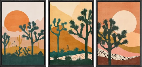 Vista 106 de MUDECOR Lienzo enmarcado para pared, juego de arte de acuarela pastel, bosque de pinos, naturaleza silvestre, ilustraciones modernas, decorativas