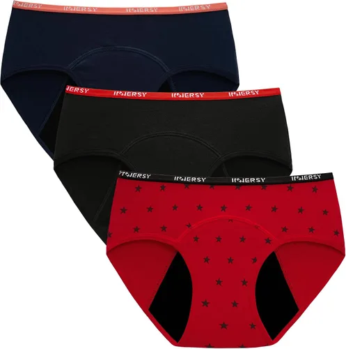 Vista 8 de INNERSY Ropa interior de período para adolescentes y niñas, de algodón, a prueba de fugas, paquete de 3 Básicos