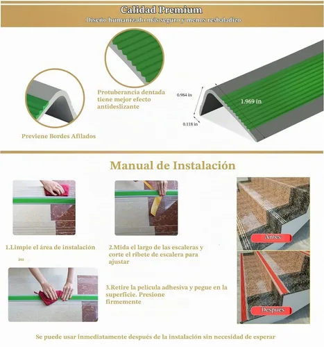 Vista 3 de LeongLzt Protector de borde de escalera de 72 pulgadas, protector de borde de escalera con forma de vinilo, moldeado de nariz de goma autoadhesivo