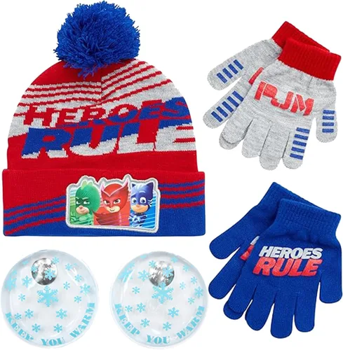 Vista 17 de PJ Masks Conjunto de gorro de invierno y 2 pares de guantes o mitones (edad 2-7)