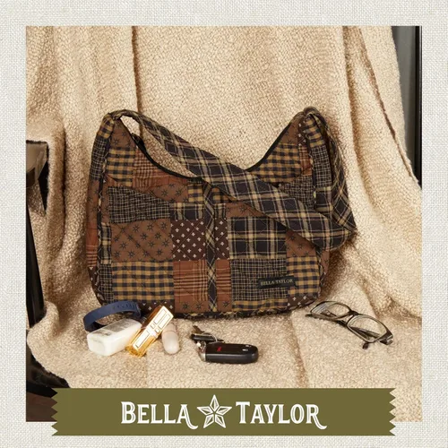 Vista 2 de Bella Taylor Blakely - Bolsas de hombro acolchadas de algodón con retazos