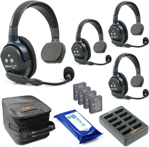 Vista 7 de Eartec UL2SD Ultralite - Auriculares inalámbricos de dúplex completo para 2 usuarios - 1 auricular de una sola oreja y 1 auricular de doble oreja