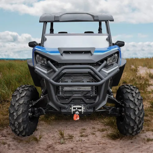 Vista 4 de SAUTVS Parrilla de malla frontal con barra de luz LED para Can-Am Commander 2021+, rejilla de malla negra con barra de luz LED para Can Am Commander