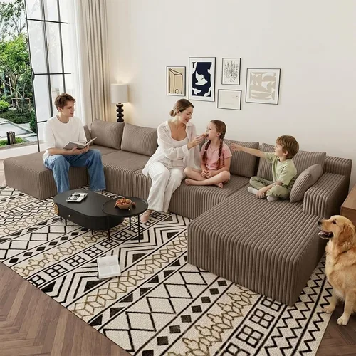 Vista 94 de Lakifun Sofá en Forma de L de 107" con Otomana, Seccional Modular Moderno Sofá Cómodo en Forma de U Nube, Asiento Profundo, Chaise Longue Cama