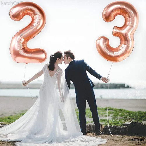 Vista 8 de KatchOn, Globos de oro rosa del 2 p de 40 pulgadas, 23 para decoraciones de cumpleaños número 23 y aniversario de mujer