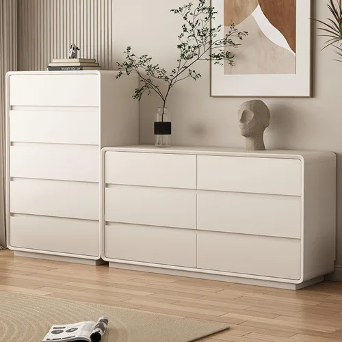 Vista 7 de LITFAD Mesita de noche moderna de estilo simple con 4 cajones de madera para dormitorio, armario de almacenamiento multifuncional para dormitorio