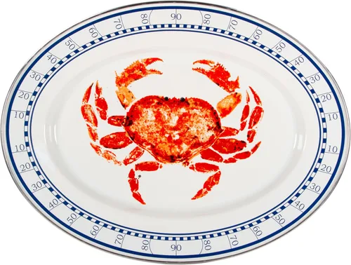 Vista 8 de Golden Rabbit Enamelware Oval Platter, 12 x 16in, Aegean Sevilla