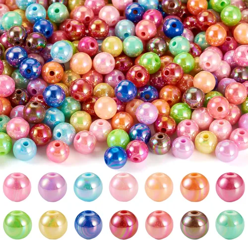 Vista 15 de Craftdady 30 cuentas acrílicas de 0.787 in de goma de mascar de color AB cuentas focales redondas gruesas de burbujas espaciadoras para bolígrafos
