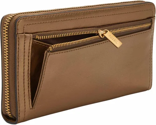 Vista 4 de Fossil Women's Logan Leather RFID-Blocking Zip Around Clutch Wallet with Wristlet Strap for Women