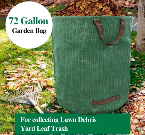 Vista 3 de Bolsa de jardín de 72 galones, plegable, reutilizable, resistente, bolsas de basura para césped, patio, hojas, desechos, bolsas de jardín