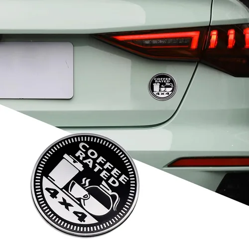 Vista 8 de Insignias de metal 3D para automóvil, emblema de cerveza de 4 x 4, insignia redonda de decoración exterior automotriz para automóviles, camiones
