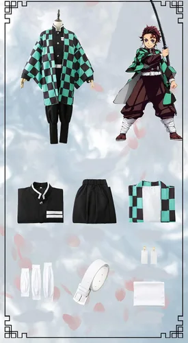 Vista 9 de Tanjiro - Disfraz de kimono de anime para Halloween, traje de uniforme
