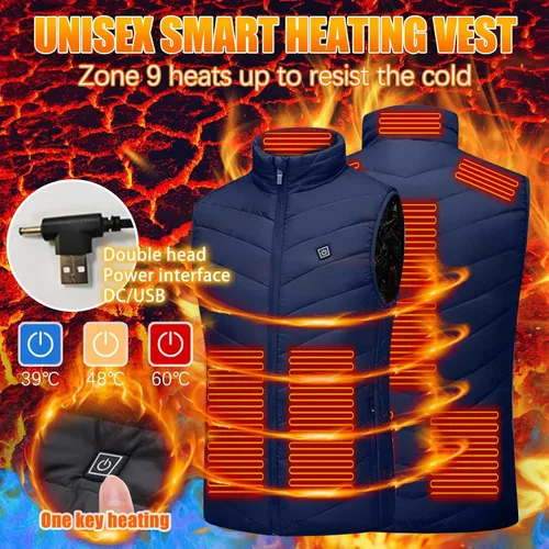Vista 6 de oelaio Heated Vest for Men Women 2023 Fashion Heated Vest with 9 Heat Zones Electric Vest Winter Warm Jacket with Pocket