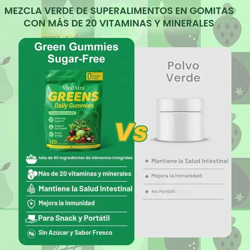 Vista 6 de Gomitas de verduras para adultos sin azúcar, gomitas de verduras diarias