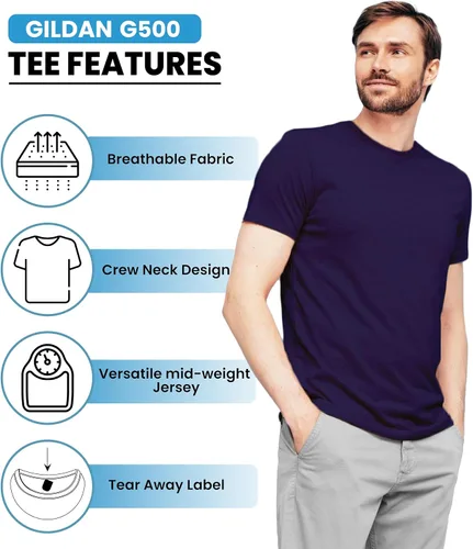 Vista 4 de Gildan Men's Heavy Cotton Short Sleeve T-Shirt, Style G500, Multipack of 124610, Make Your Own Customized Set!