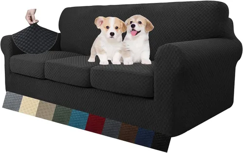 Vista 53 de MAXIJIN funda para sofá de 4 piezas, para sofás de 3 plazas, muy elástica, no se desliza, para perros, para mascotas, protector elástico de muebles