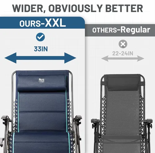 Vista 4 de TIMBER RIDGE Silla reclinable de gravedad cero extra grande, de 33 pulgadas de ancho XXL, con mesa auxiliar, silla de salón acolchada completa