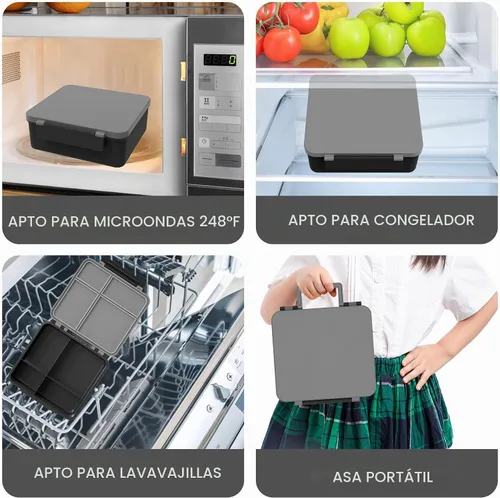 Vista 7 de Caja de almuerzo Bento para niños con termo para sopa de 8oz, botella de agua, contenedores de comida para almuerzo a prueba de fugas para niños