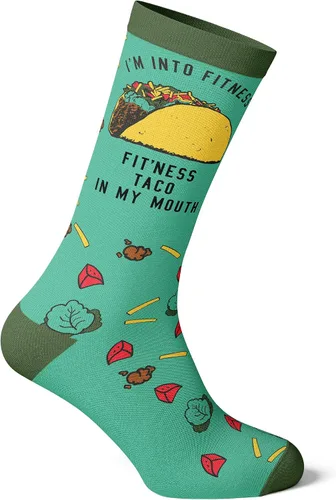 Vista 3 de Fitness Taco Sock Funny Cute And Humor Sarcastic Graphic Cool Crazy Footwear Green