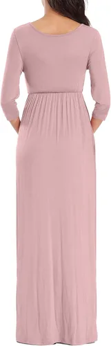 Vista 5 de Kim S Vestido largo de maternidad con banda de flores (S-3XL), vestido de fiesta baby shower con cuello en V fruncido