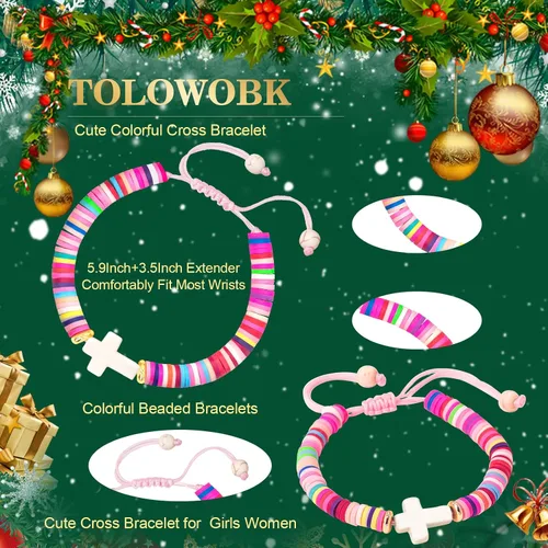 Vista 6 de Regalos navideños para niños, niñas adolescentes, mujeres, linda pulsera de cruz para niñas, regalos de Navidad cristianos para mujeres, ideas