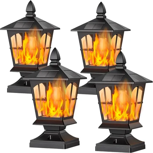 Vista 14 de Brightever 4x4 Post Solar Lights with Warm White Edison Bulb, 1 Pack Black Negro