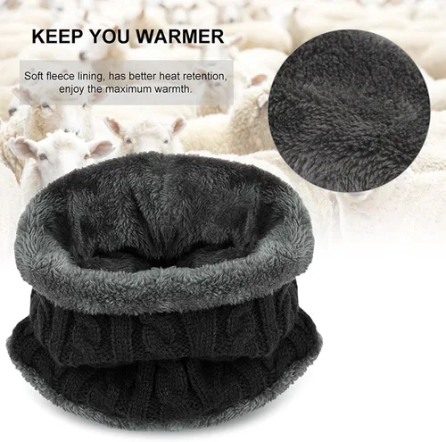 Vista 7 de MUCO Conjunto de gorros de invierno para hombre y mujer, gorro de punto cálido, forro polar grueso, calentador de cuello para hombres y mujeres, Muco