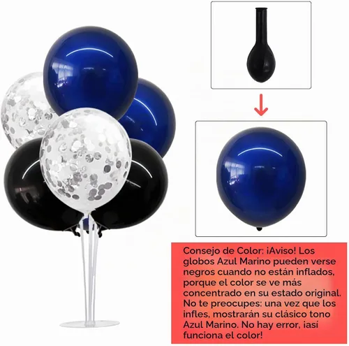 Vista 2 de TONIFUL Juego de 4 centros de mesa de globos de color negro, azul
