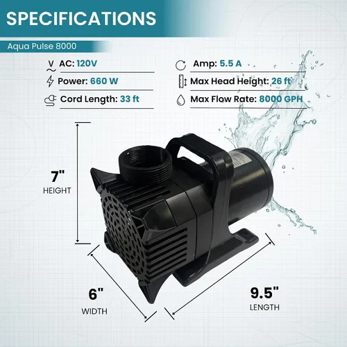Vista 2 de Submersible Pond Pump, 8,000 GPH
