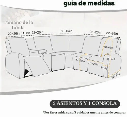 Vista 3 de ALIECOM Fundas de sofá seccional reclinable 100% impermeables en forma de L, elásticas, de esquina, funda de sofá seccional reclinable lavable, Gris