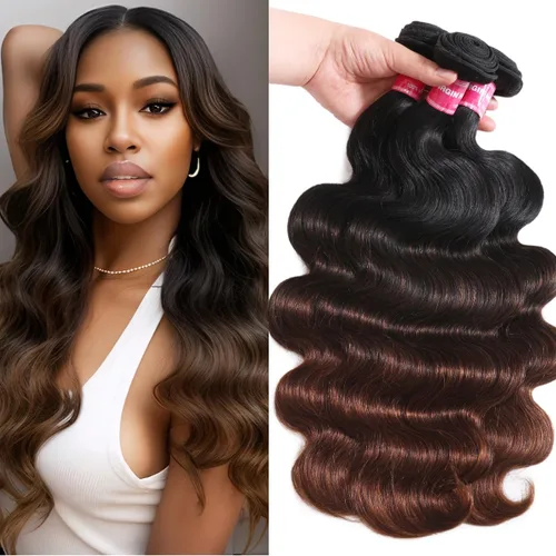 Vista 22 de UNICE - 3 extensiones de cabello humano ondulado marrón castaño ombre, brasileño, remy, 8, 10, 10 pulgadas, extensiones de cabello humano ondulado