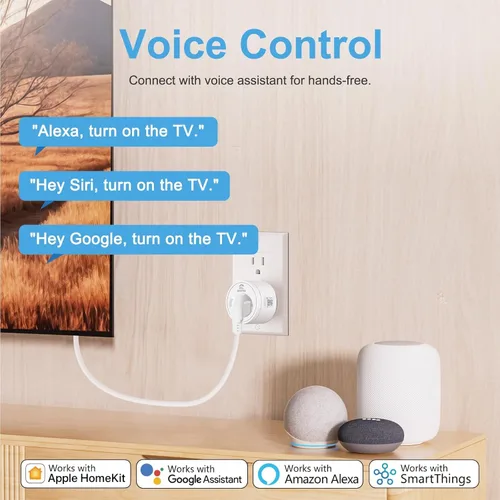 Vista 6 de EIGHTREE Matter Smart Plug, compatible con Homekit, requiere hub, enchufes inteligentes que funcionan con Alexa, Siri y Google Home, enchufe WiFi