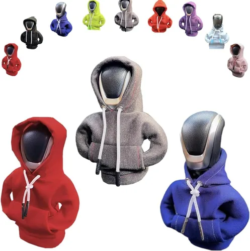 Vista 29 de Funda para palanca de cambios de automóvil, suéter divertido con pomo de palanca de cambios, sudadera con capucha para decoración y protección