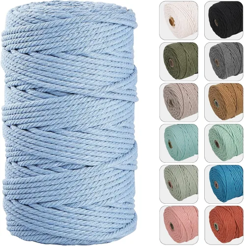 Vista 15 de NOANTA - Cuerda de macramé de 4 mm x 109 yardas color verde aguacate, cuerda de algodón para colgar en la pared, ganchos de plantas