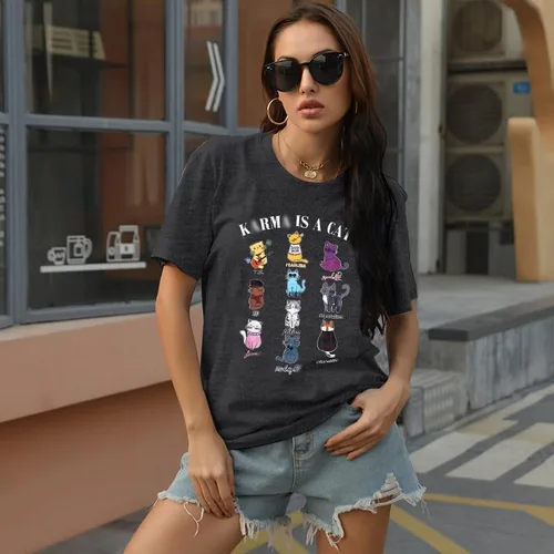 Vista 2 de Camisas de gato para mujer, camiseta de álbum de música, traje de concierto de campo, camiseta para amantes de los gatos, camiseta de regalo