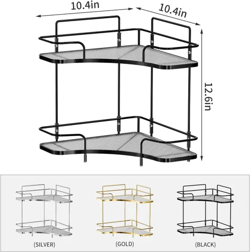 Vista 3 de Seoneiro Organizador de esquina de 2 niveles para encimera de baño, organizador cosmético para el cuidado de la piel, bandeja de perfume