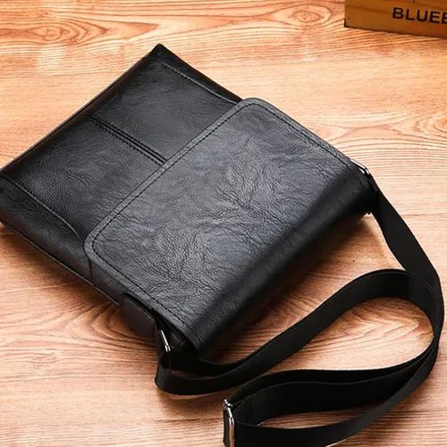 Vista 4 de Bolso de hombro pequeño, bolso cruzado para hombre, bolso vintage de piel sintética para oficina, bolsa de negocios para hombres, bolso