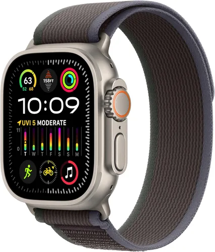 Vista 12 de Apple Watch Ultra 2 [GPS + Celular 49mm] Smartwatch con caja de titanio resistente y correa Blue/Black Trail Loop S/M. Rastreador de fitness
