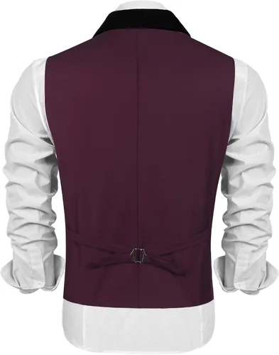 Vista 5 de COOFANDY Chaleco de traje para hombre, ajustado, formal, de negocios, chaleco casual para boda