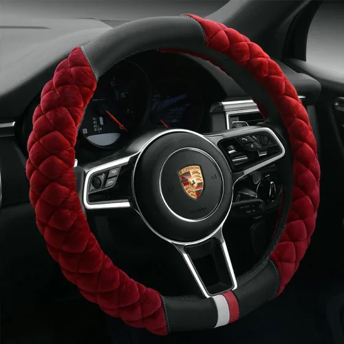Vista 12 de Cxtiy Funda Universal para Volante de Automóvil Mullida de Felpa de Invierno para Volante (A-Negro)