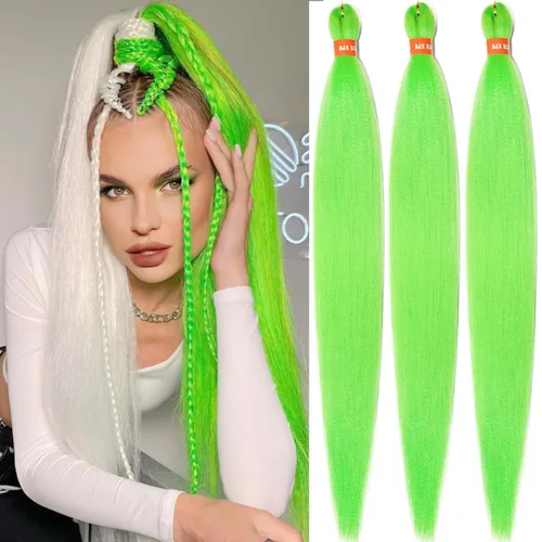 Vista 47 de Cabello trenzado preestirado ombré, extensiones de cabello trenzado sedoso, sin picazón, trenzas de cabello trenzado de ganchillo con textura Yaki