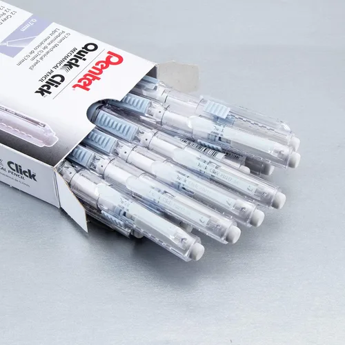 Vista 25 de Pentel QUICK CLICK - Portaminas mecánico (0.7mm), cuerpo verde, caja de 12 lápices (PD217D)