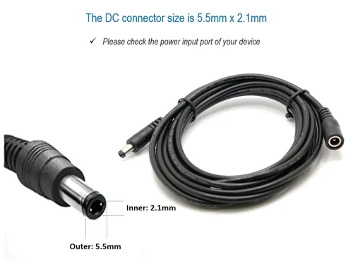 Vista 7 de [20AWG] 10ft DC Power Extension Cable Cord for 12V AC DC Power Supply Adapter, CCTV Security Camera, DVR, NVR, LED Light Strips, 12V Home Appliances