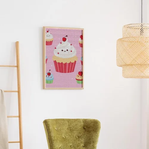 Vista 6 de Kits de pintura de diamantes para adultos, lindos cupcakes de taladro completo, pinturas de puntos de diamante, kits de arte de diamantes 5D