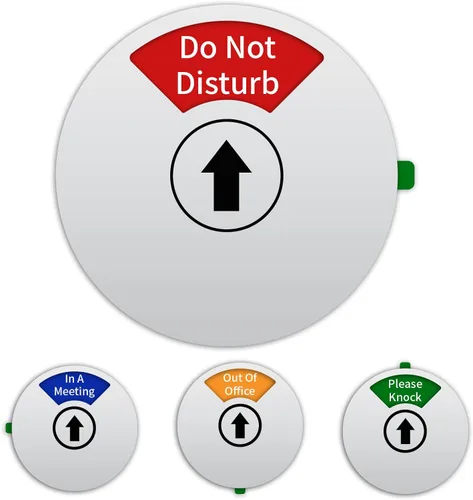 Vista 8 de Señales para Puerta de Oficina, Letrero de "No Molestar/Fuera de la Oficina/Por Favor Llame/En Reunión" en Negro (Negro, 4 Modos)
