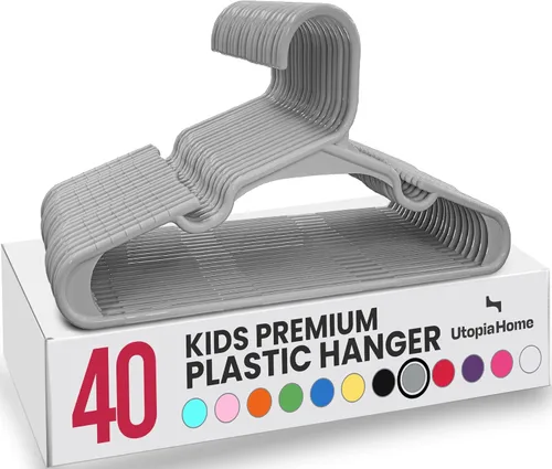 Vista 50 de Utopia Home - Perchas para niños, paquete de 20 perchas para armario de bebé de 11.5 pulgadas, color rosa bebé Perchas de plástico para bebés Se