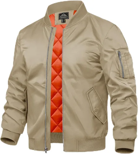 Vista 12 de TACVASEN - Chaqueta bomber para hombre, cortavientos, chaqueta térmica acolchada, abrigada, para invierno