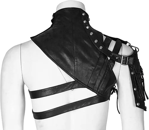Vista 3 de gzqirun Cinturón para hombre con arnés de pecho Steampunk de cuero PU armaduras de hombro soldado gótico mujer Moto y brazo bolsa hombres